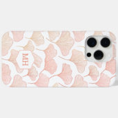 Monogrammed Elegant Blush Pink Ginkgo Leaf Patroon Case-Mate iPhone Case (Achterkant (horizontaal))
