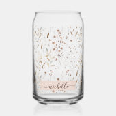 Monogrammed Elegant Bruin Bloemen Botanisch Blikvorm Glas (Voorkant)