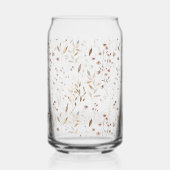 Monogrammed Elegant Bruin Bloemen Botanisch Blikvorm Glas (Achterkant)