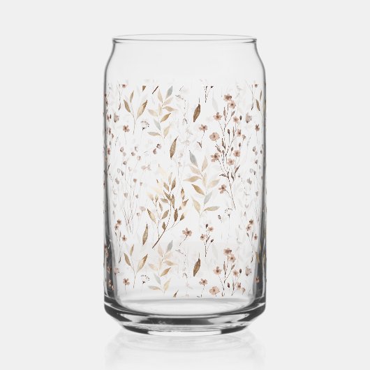 Monogrammed Elegant Bruin Bloemen Botanisch Blikvorm Glas (Achterkant)