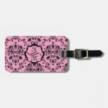 Monogrammed Elegant Classy Pink Black Damask Girly
