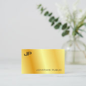 Monogrammed Elegant Faux Gold Corporate Modern Bus Visitekaartje (Staand voorkant)