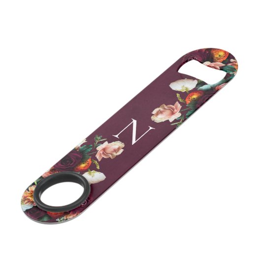 Monogrammed Elegant Floral Botanical Modern Speed Flessenopener (Achterkant Gekanteld)