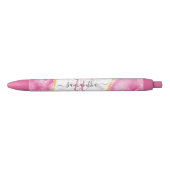 Monogrammed Elegant Girly Glam Pink White Marble Blauwe Inkt Pen (Voorkant)
