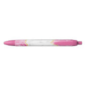 Monogrammed Elegant Girly Glam Pink White Marble Blauwe Inkt Pen (Achterkant)