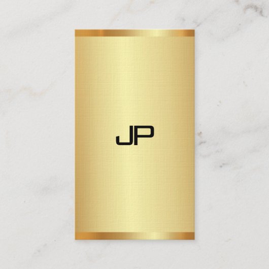 Monogrammed Elegant Gold Kijk Modern Verticaal Visitekaartje (Voorkant)