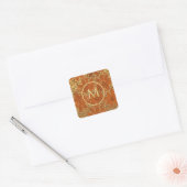 Monogrammed Elegant Gold Sparkle Vierkante Sticker (Envelop)