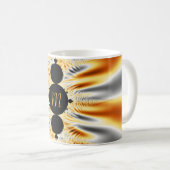 Monogrammed Elegant Golden Oranje & Silver Fractal Koffiemok (Voorkant rechts)