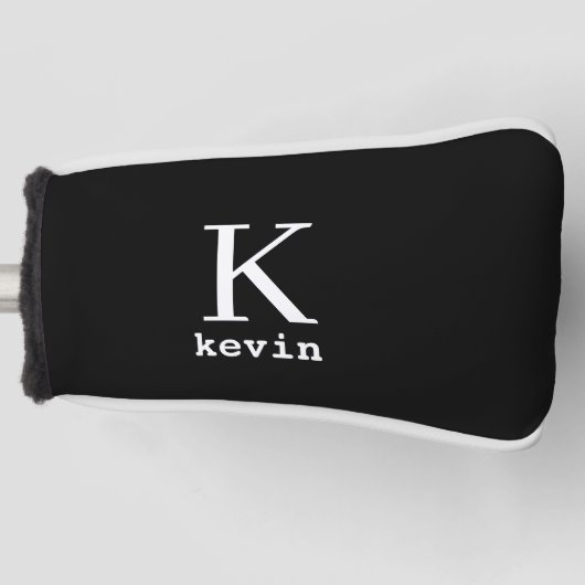 Monogrammed elegant golfer zwart gepersonaliseerd golfheadcover (Voorkant)