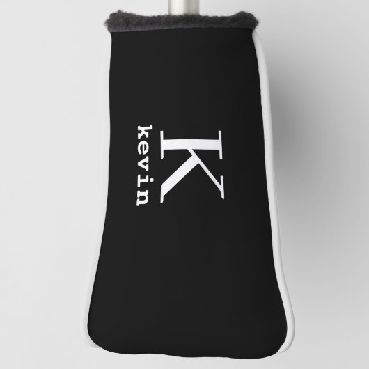 Monogrammed elegant golfer zwart gepersonaliseerd golfheadcover (Draai 90)