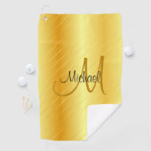 Monogrammed Elegant Modern Faux Gold Sjabloon Golfhanddoek (Insitu)