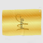 Monogrammed Elegant Modern Faux Gold Sjabloon Golfhanddoek (Horizontaal)