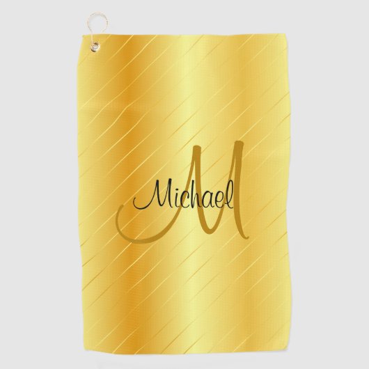 Monogrammed Elegant Modern Faux Gold Sjabloon Golfhanddoek (Voorkant)