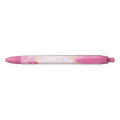 Monogrammed Elegant Modern Girly Glam Pink Marble Blauwe Inkt Pen (Achterkant)