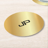 Monogrammed Elegant Modern Gold Look Sjabloon Ronde Kartonnen Onderzetter (Gebogen)