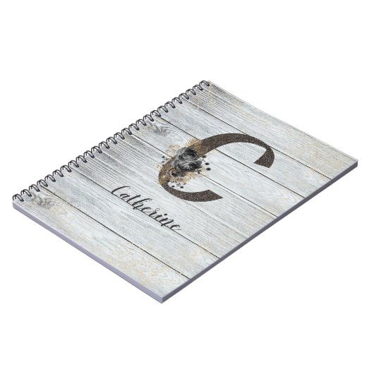 Monogrammed Elegant Modern Gothic Black Roos C Notitieboek (Linkerzijde)