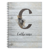 Monogrammed Elegant Modern Gothic Black Roos C Notitieboek (Voorkant)