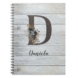 Monogrammed Elegant Modern Gothic Black Roos D Notitieboek