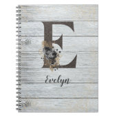 Monogrammed Elegant Modern Gothic Black Roos E Notitieboek (Voorkant)