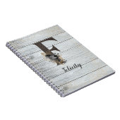 Monogrammed Elegant Modern Gothic Black Roos F Notitieboek (Rechterzijde)