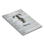 Monogrammed Elegant Modern Gothic Black Roos T Notitieboek (Rechterzijde)