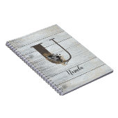 Monogrammed Elegant Modern Gothic Black Roos U-lap Notitieboek (Rechterzijde)