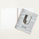 Monogrammed Elegant Modern Gothic Black Roos U Planner (Display)