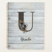 Monogrammed Elegant Modern Gothic Black Roos U Planner (Voorkant)