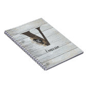 Monogrammed Elegant Modern Gothic Black Roos V Notitieboek (Rechterzijde)