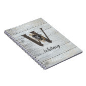 Monogrammed Elegant Modern Gothic Black Roos W Notitieboek (Rechterzijde)