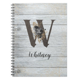 Monogrammed Elegant Modern Gothic Black Roos W Notitieboek