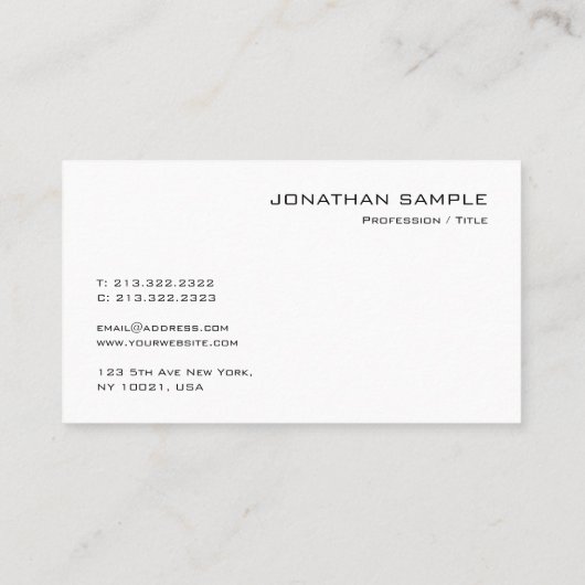 Monogrammed Elegant Modern Plain Sjabloon Visitekaartje (Achterkant)