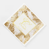 Monogrammed Elegant Monstera Vergulde Gouden Bruil Servet (Hoek)