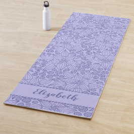 Monogrammed Elegant Paars Periwinkle Blue Floral Yogamat