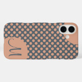 Monogrammed Elegant Peach Pink Polka Dot Case-Mate iPhone Case (Achterkant (horizontaal))