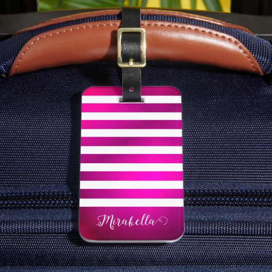 Monogrammed Elegant Pink Bright Bagagelabel (Voorkant Insitu 2)