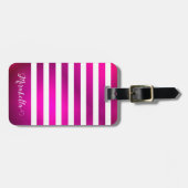 Monogrammed Elegant Pink Bright Bagagelabel (Voorkant horizontaal)