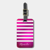 Monogrammed Elegant Pink Bright Bagagelabel (Voorkant verticaal)