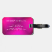 Monogrammed Elegant Pink Bright Bagagelabel (Achterkant horizontaal)
