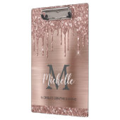 Monogrammed Elegant Pink Rose Gold Glitter Druppel Klembord (Links)