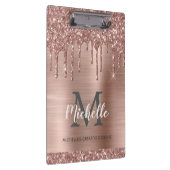 Monogrammed Elegant Pink Rose Gold Glitter Druppel Klembord (Rechts)