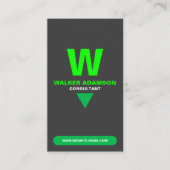 Monogrammed Elegant (QR Code) Groen & Mat Zwart Visitekaartje (Voorkant)