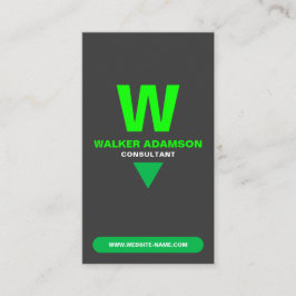 Monogrammed Elegant (QR Code) Groen & Mat Zwart Visitekaartje