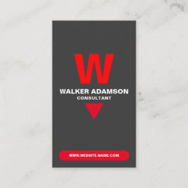 Monogrammed Elegant (QR-code) Rood & Mat Zwart Visitekaartje