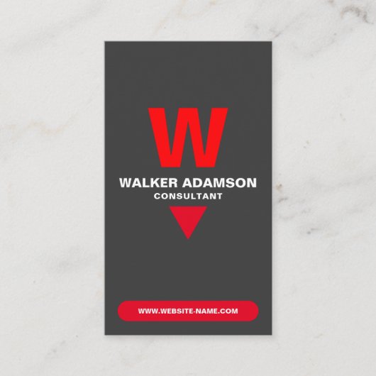 Monogrammed Elegant (QR-code) Rood & Mat Zwart Visitekaartje (Voorkant)