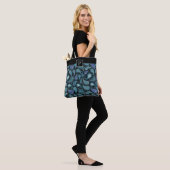 Monogrammed Elegant Retro Blue Paisley Pattern Tote Bag (Op model)
