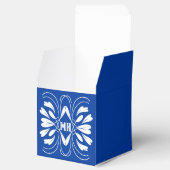Monogrammed Elegant Royal Blue Custom Favor Box Bedankdoosjes (Geopend)