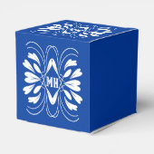 Monogrammed Elegant Royal Blue Custom Favor Box Bedankdoosjes (Achterkant)