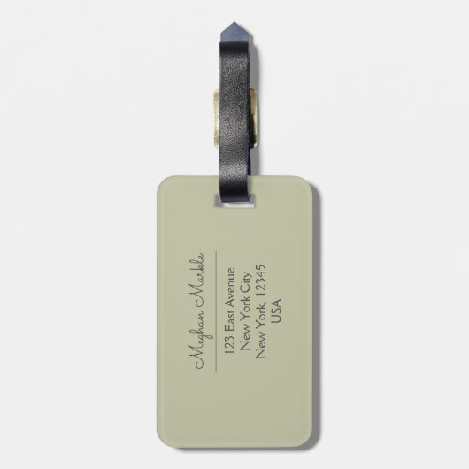 Monogrammed elegant script bagagelabel (Achterkant verticaal)