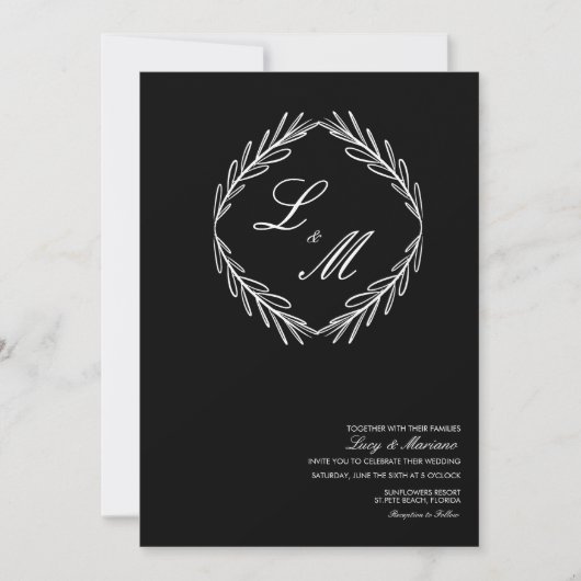 Monogrammed Elegant Script Branch Wedding Logo C Kaart (Voorkant)